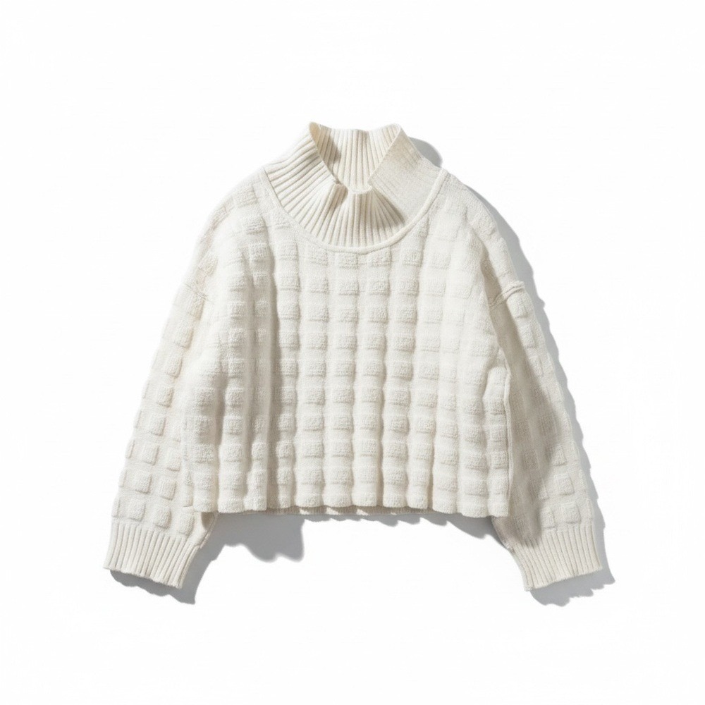 We The Free Cream Textured Turtleneck Sweater Size Medium